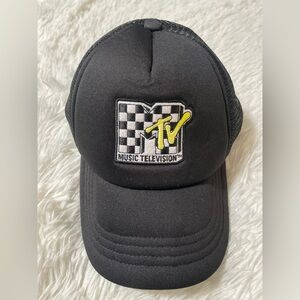 MTV Logo Trucker Hat Foam Black Checkered Retro Unisex Mens Womens Mesh SnapBack